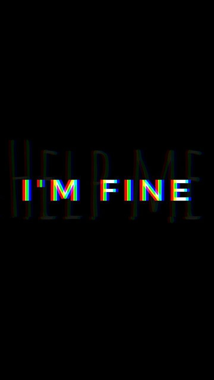 Testo glitch I'm Fine, Help Me, 720x1280 Full HD Verticale, Smartphone