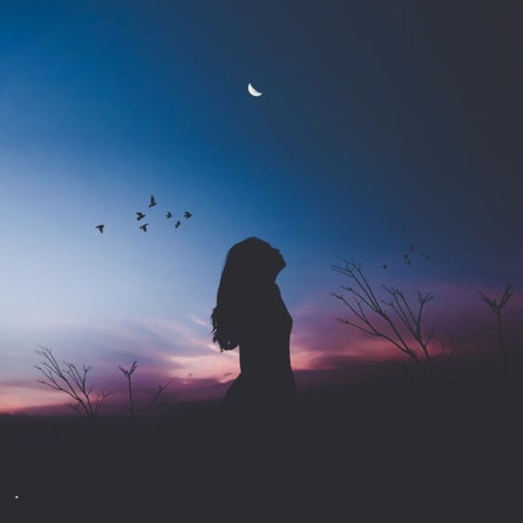 Silhouette donna al tramonto, 1024x1024 HD, Desktop