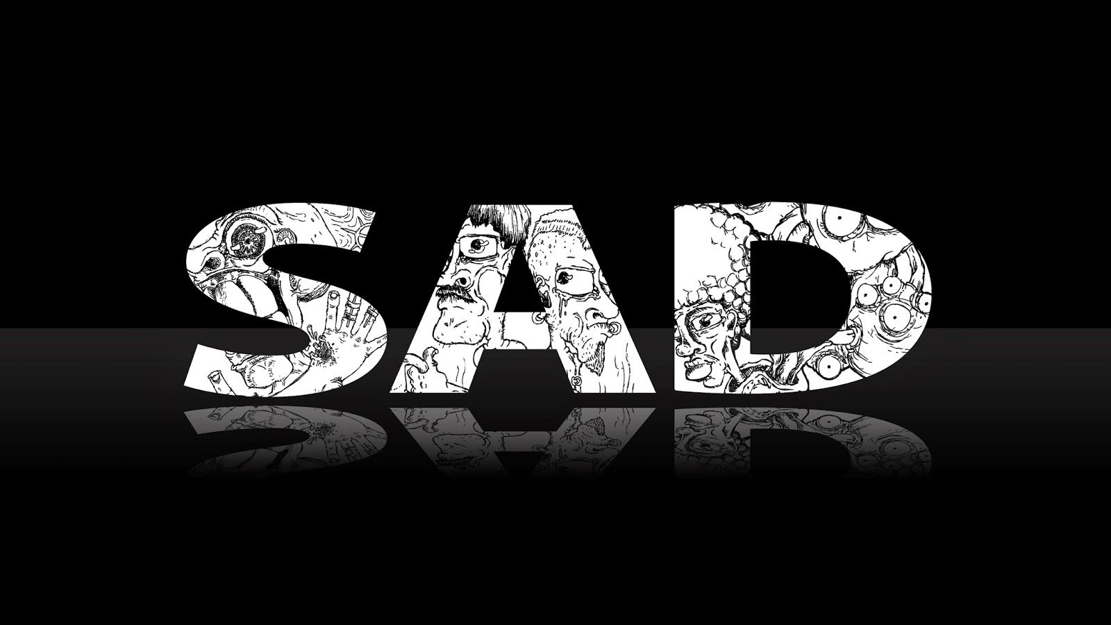 Scritta SAD con doodle, 1600x900 HD Ready, PC