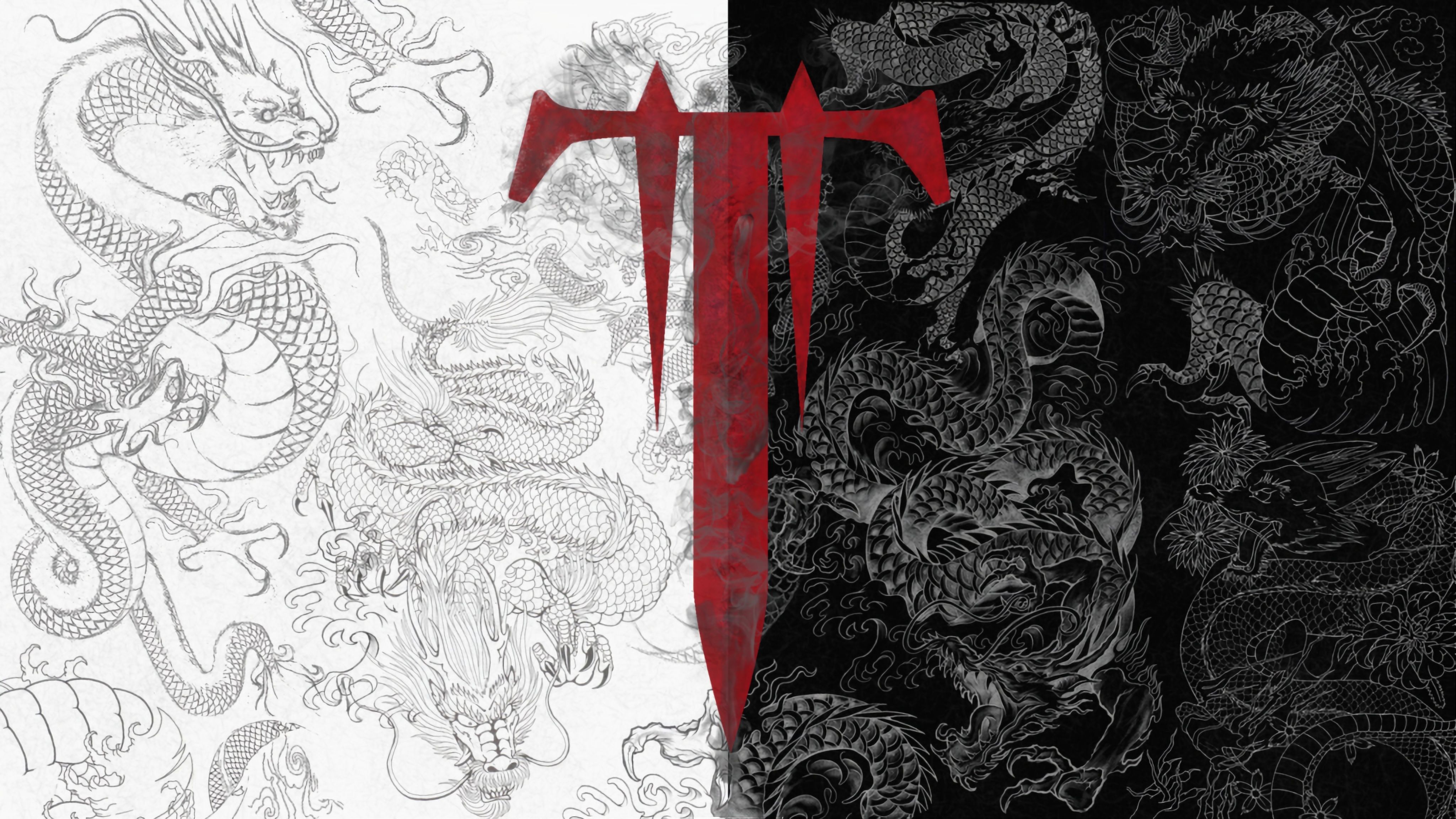 Logo Trivium con draghi, 4096x2304 4K, Desktop 4K