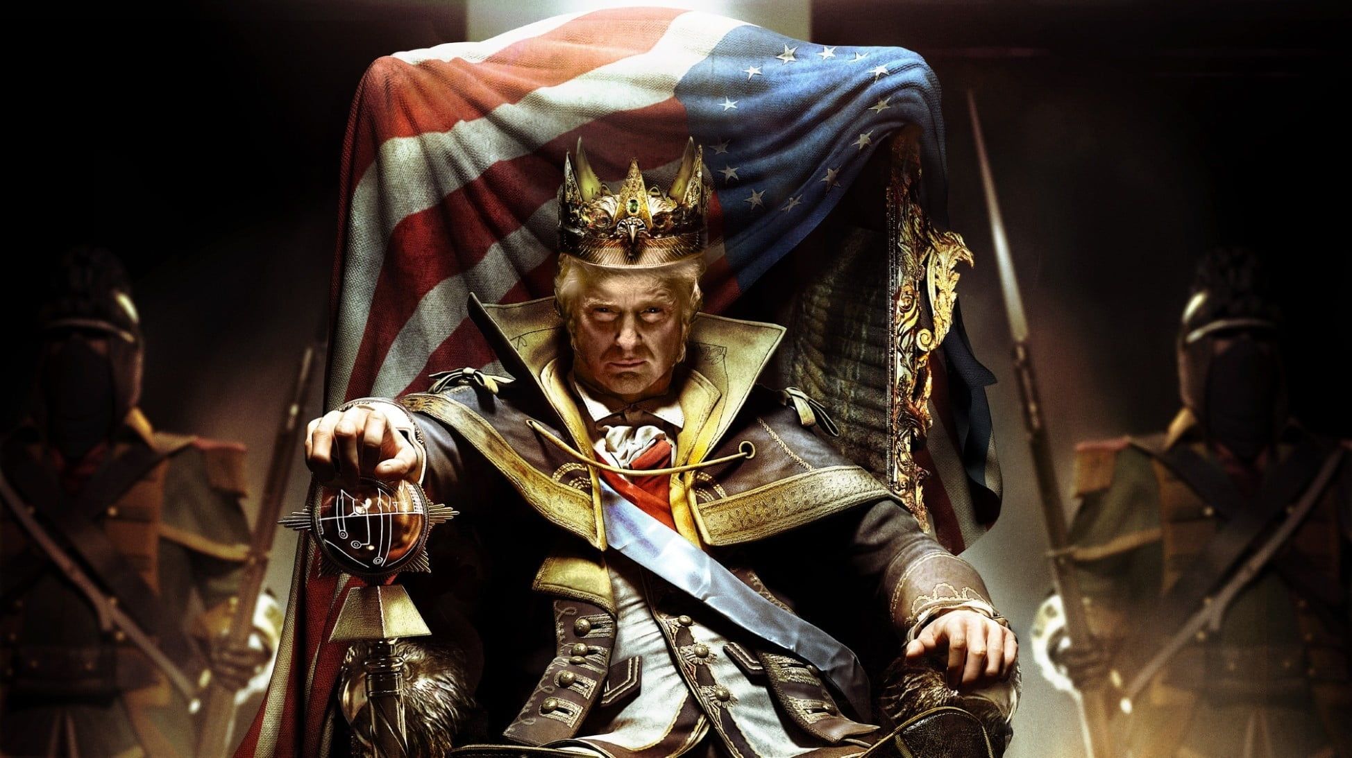 Trump seduto su trono reale, 1948x1093 Full HD, Desktop