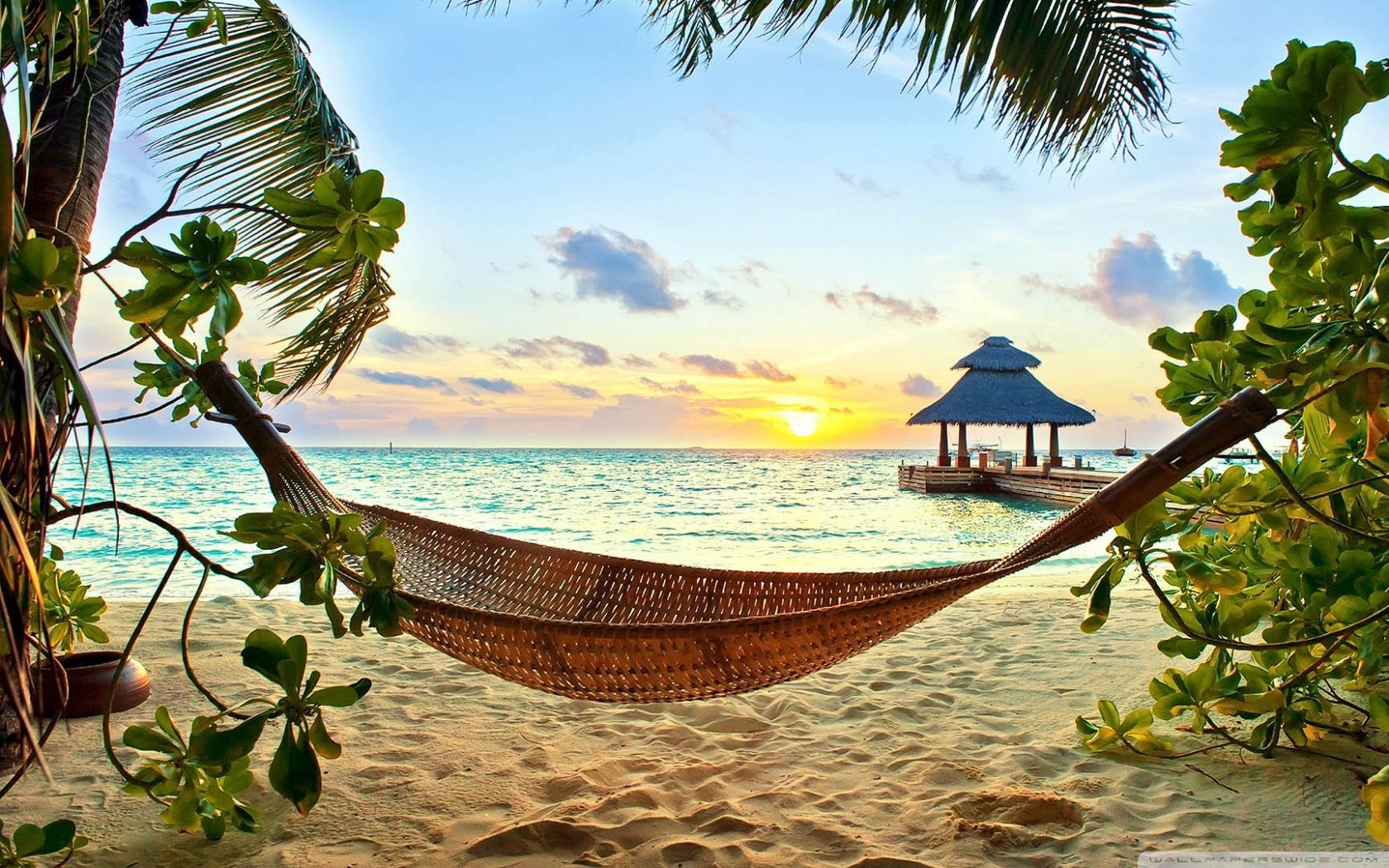 Amaca spiaggia tropicale tramonto, 1680x1050 900p, Laptop