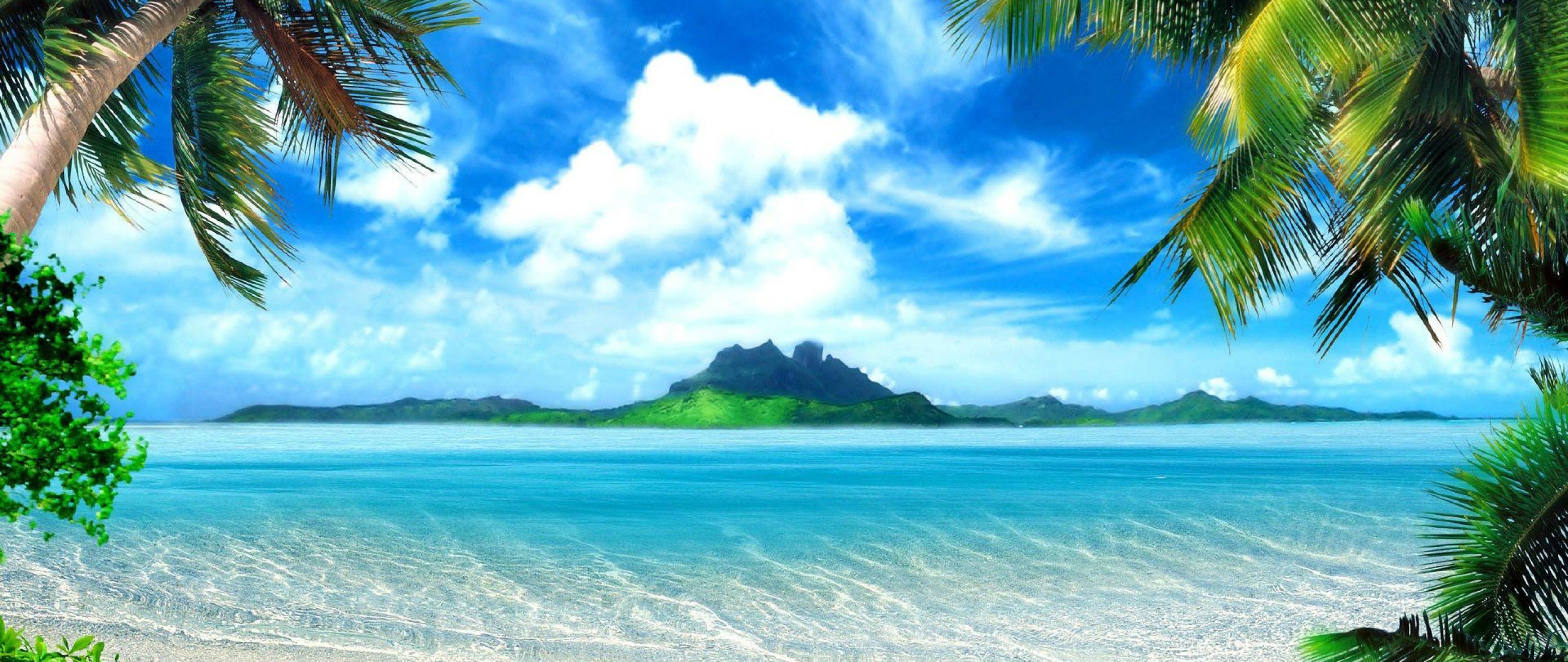 Isola tropicale con palme, 5120x2160 21:9, Ultrawide