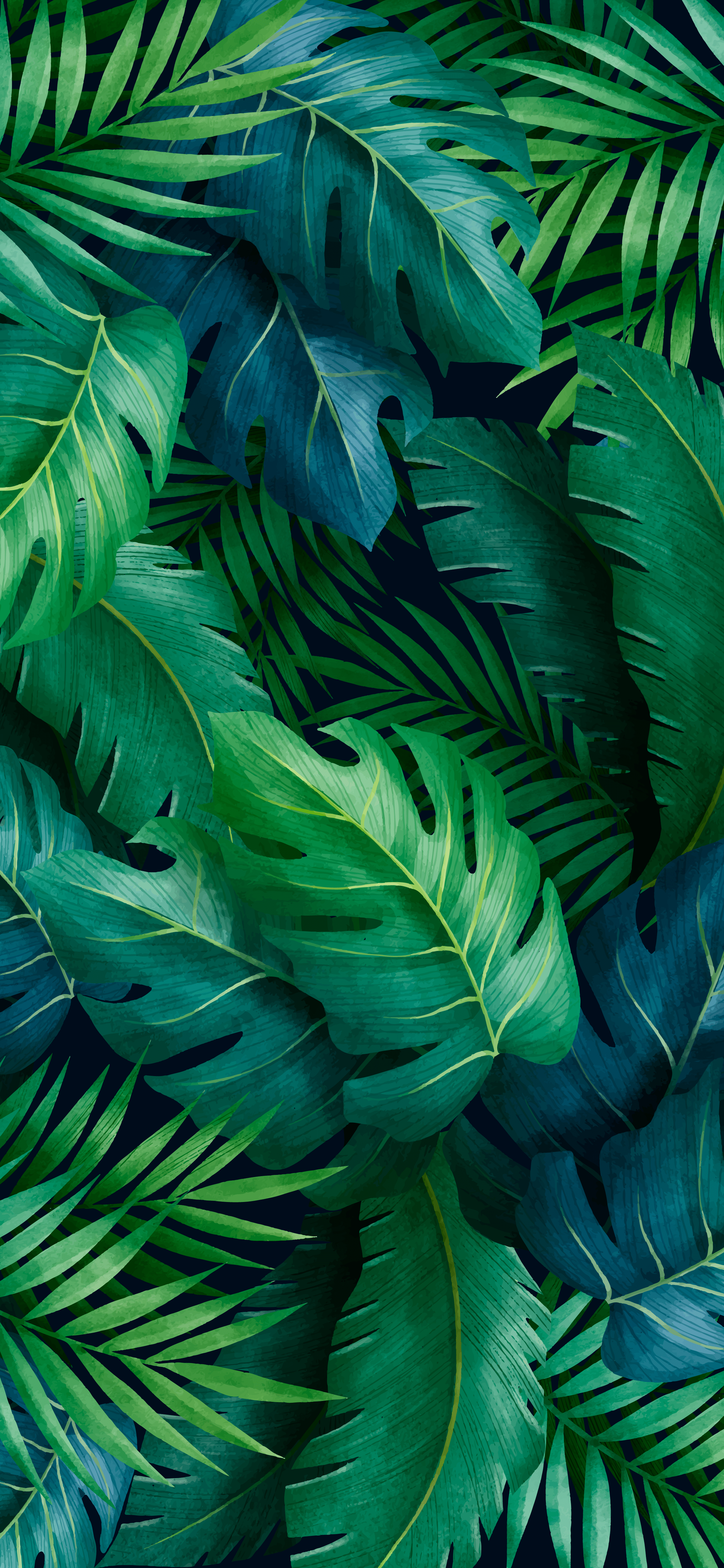 Foglie tropicali verdi, 2410x5218 Verticale, Mobile