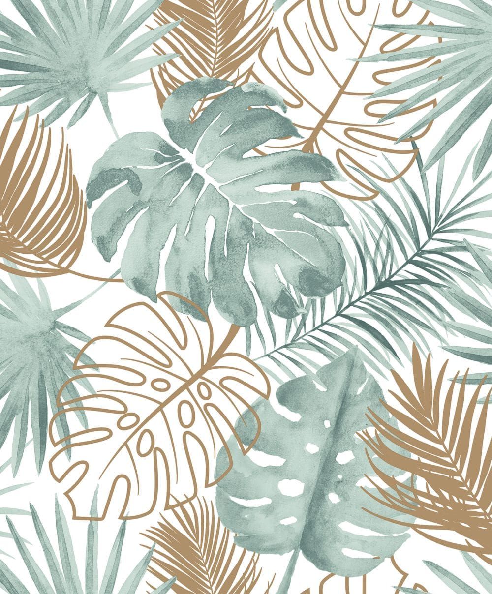 Foglie tropicali verdi e dorate, 1000x1208 Verticale, Telefono