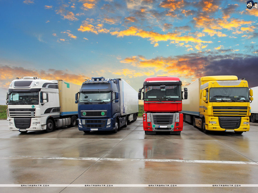 Quattro camion colorati al tramonto, 1024x768 HD, PC Desktop