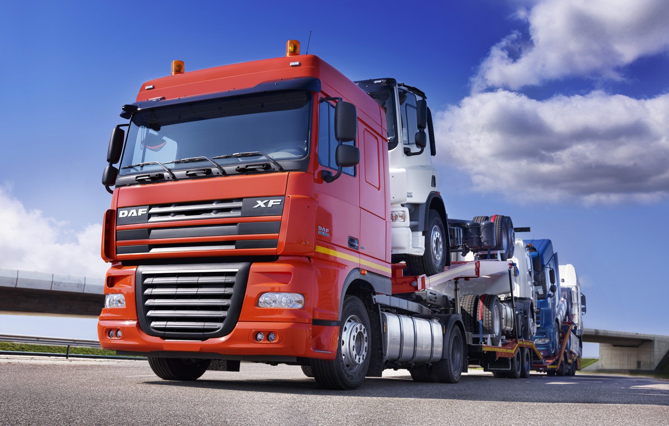 Camion DAF XF105 rosso trasporto, 1332x850 HD, Notebook Gaming