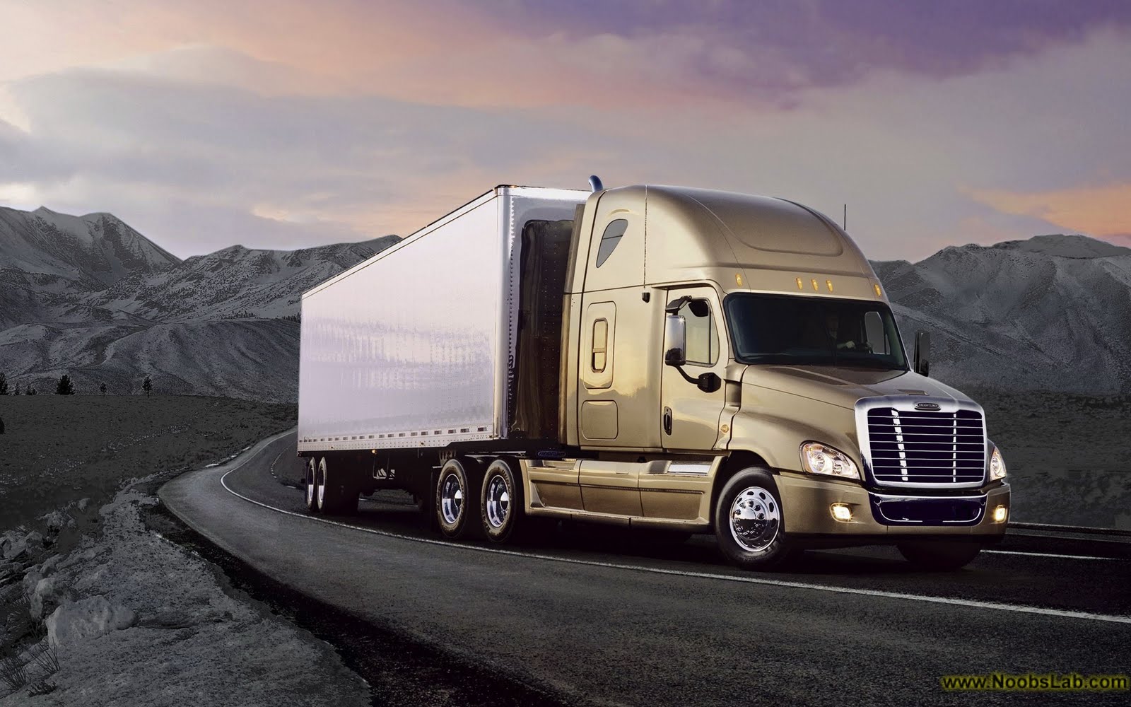 Camion Freightliner dorato su strada, 1600x1000 HD, PC