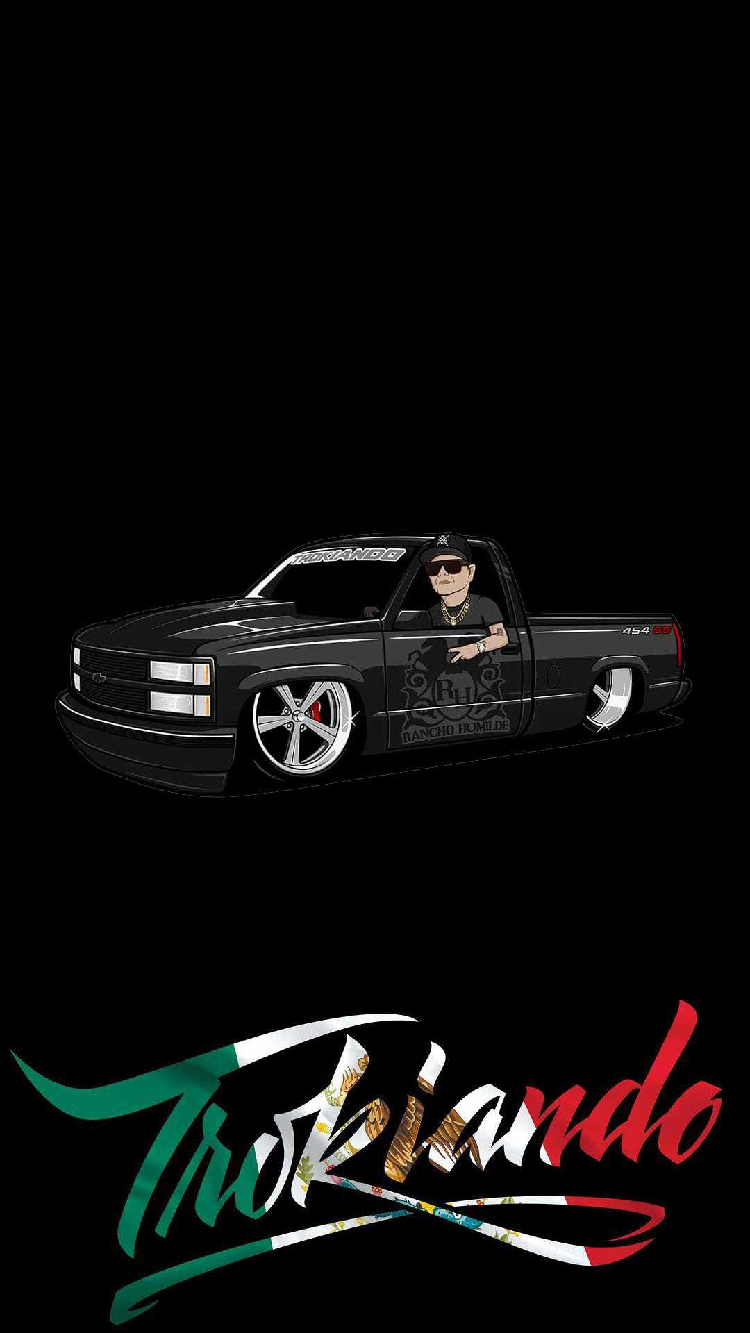 Pickup nero Chevrolet lowrider, 1080x1920 Verticale, Telefono