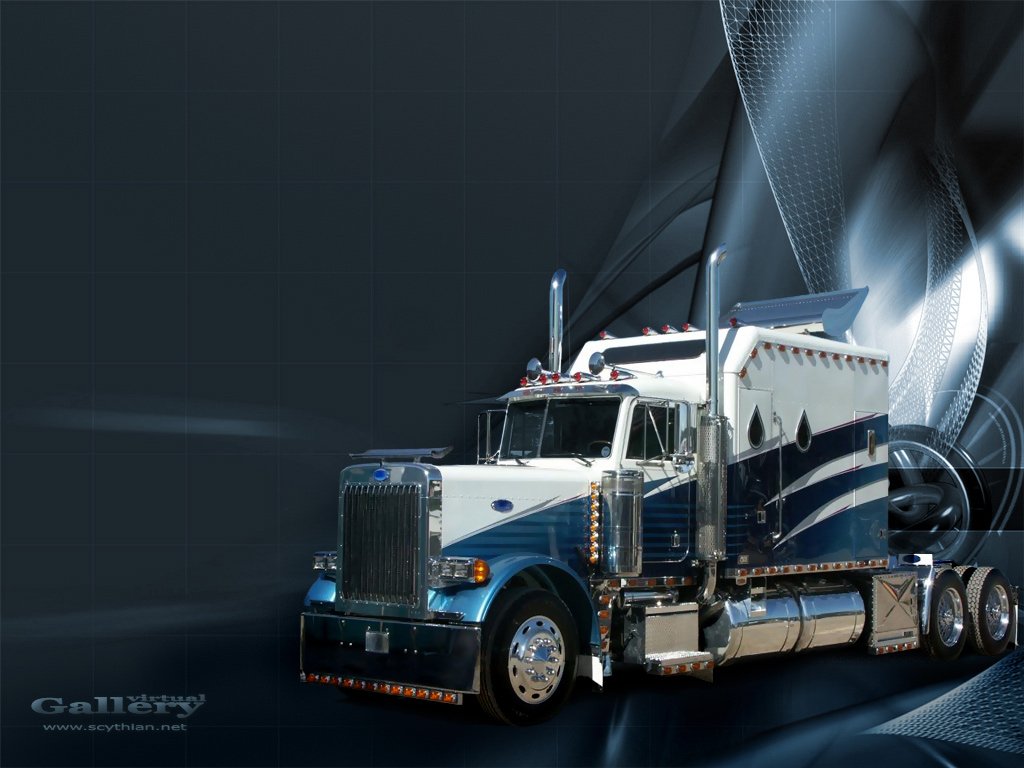 Camion Peterbilt bianco blu, 1024x768 HD, Desktop