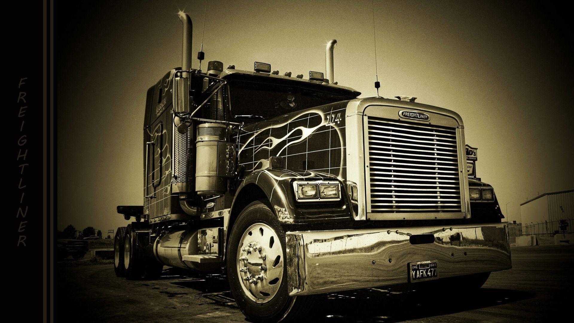Camion Freightliner seppia, 1920x1080 1080p, Desktop