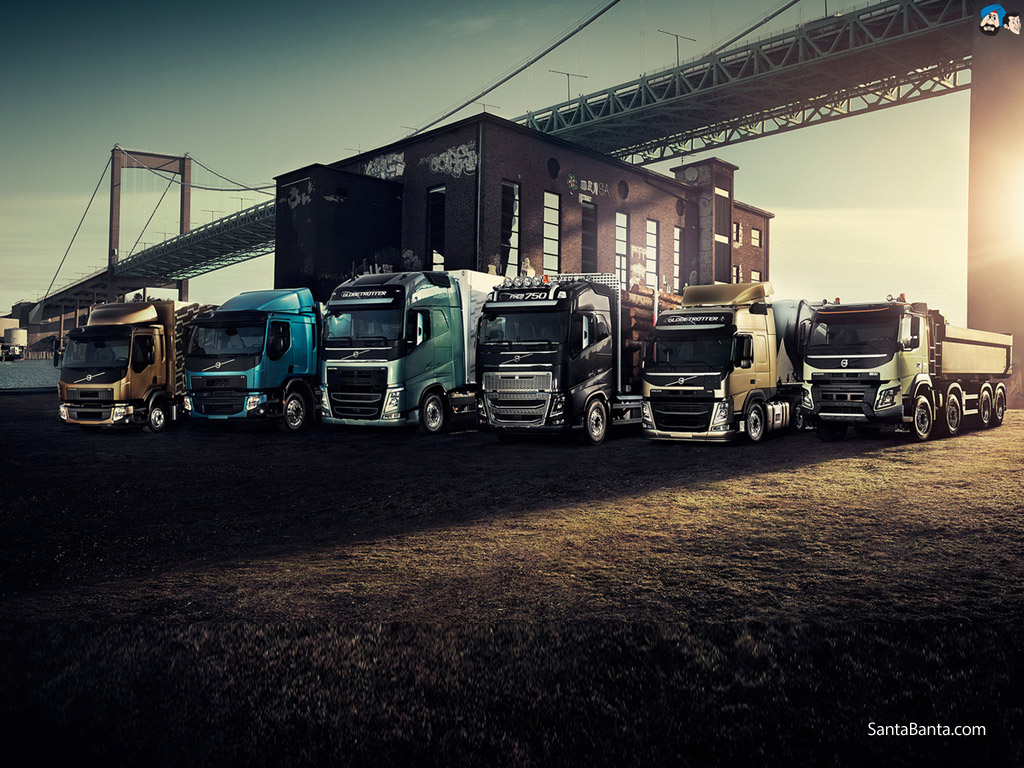 Camion Volvo Trucks in fila, 1024x768 HD, PC