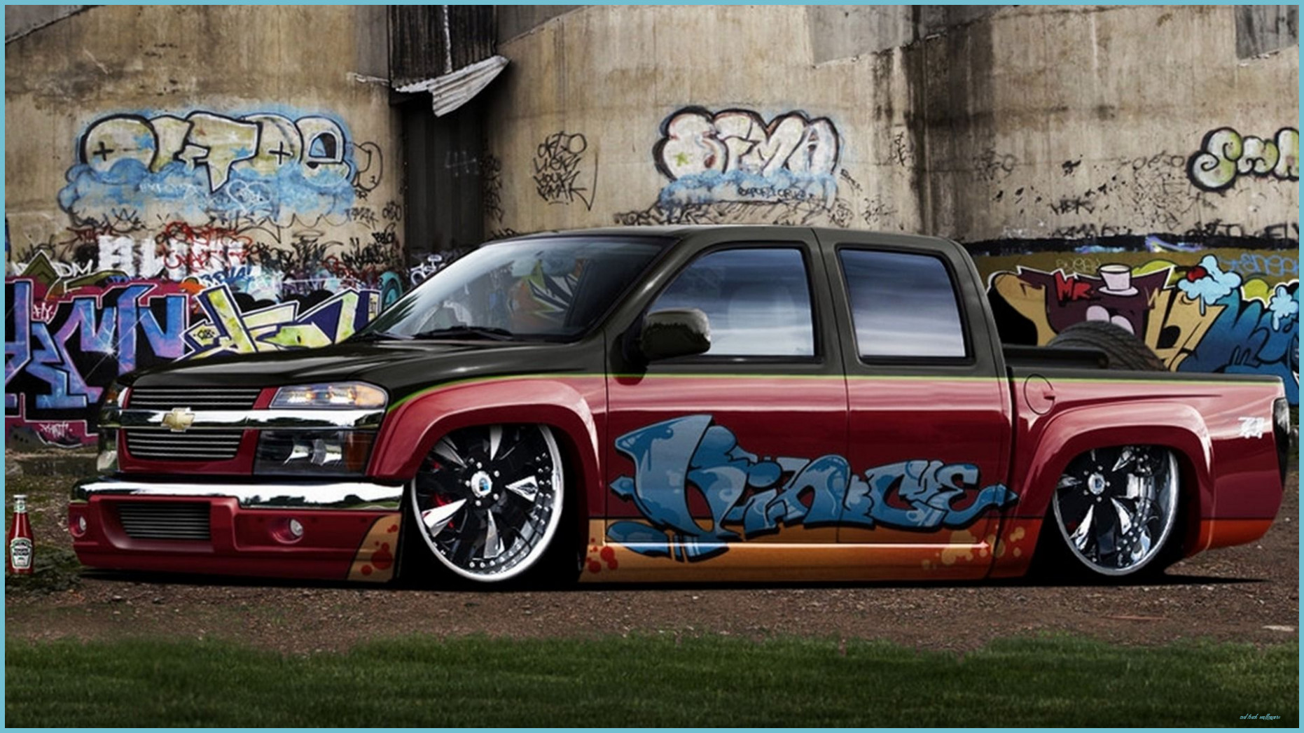 Pickup Chevrolet ribassato graffiti, 1862x1047 HD Ready, iMac