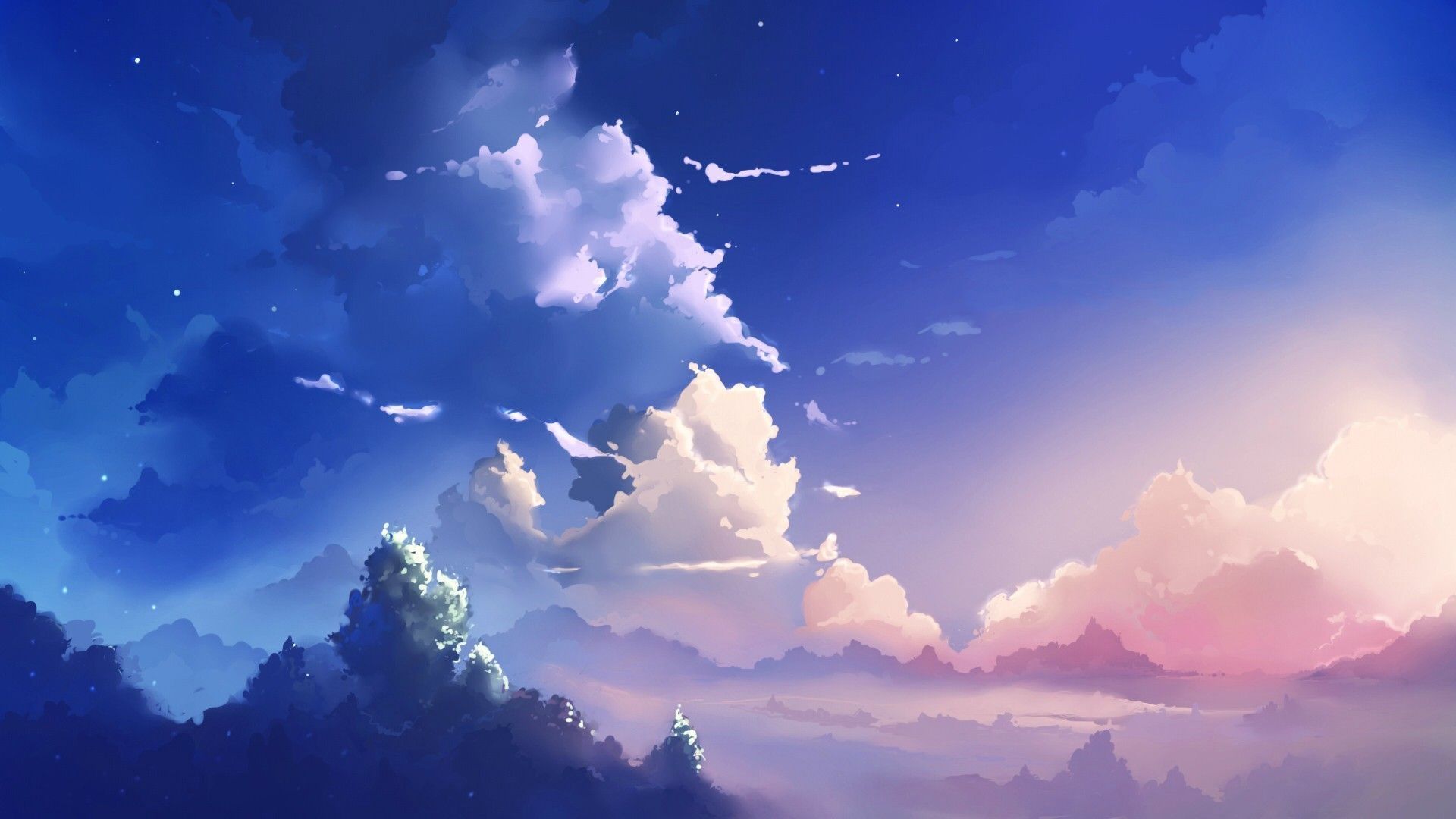 Cielo pastello nuvole montagne, 1920x1080 1080p, PC Desktop