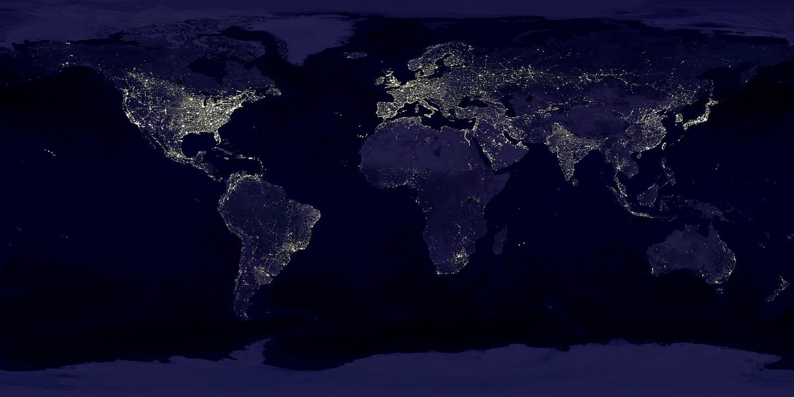 Terra di notte dallo spazio, 1600x800 HD, Desktop