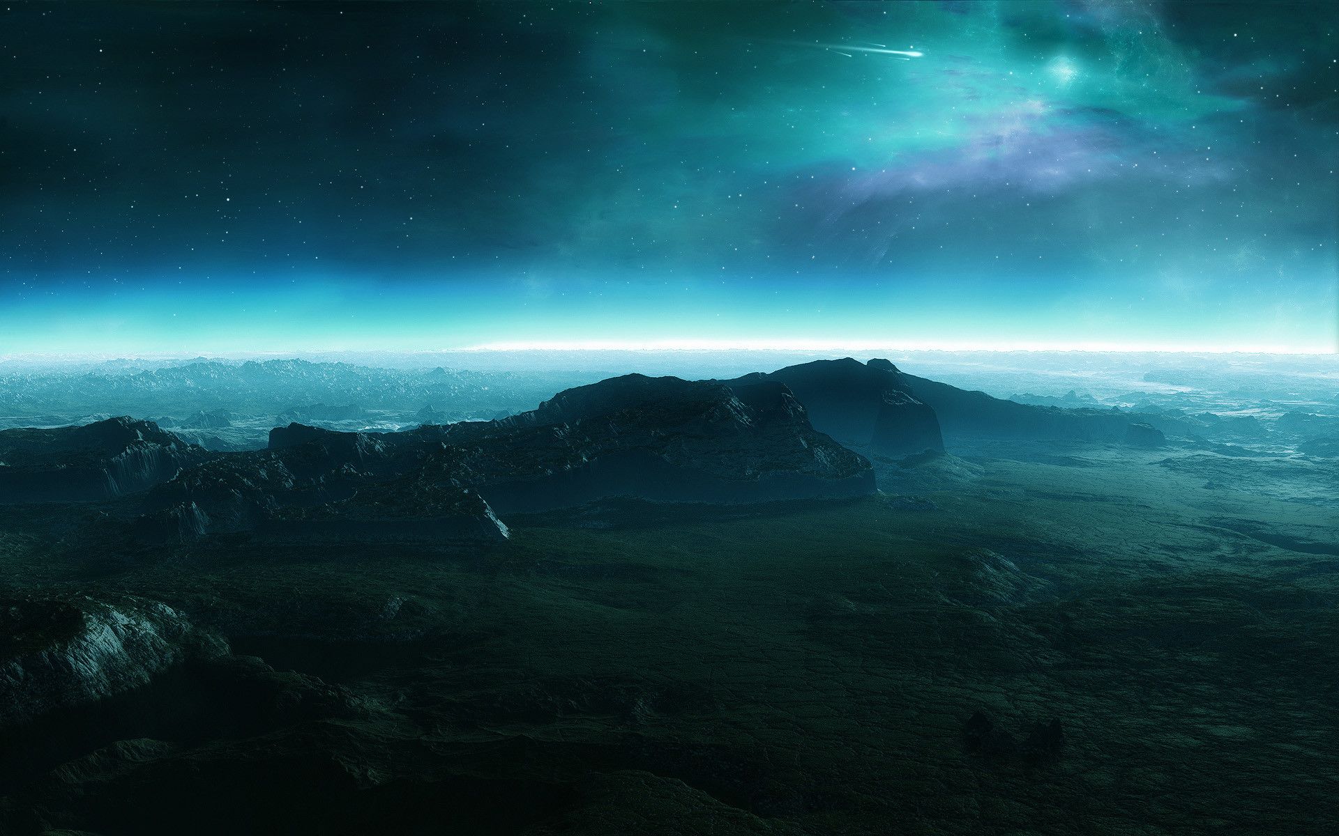 Paesaggio spaziale montagne notturne, 1920x1200 Full HD+, PC Desktop