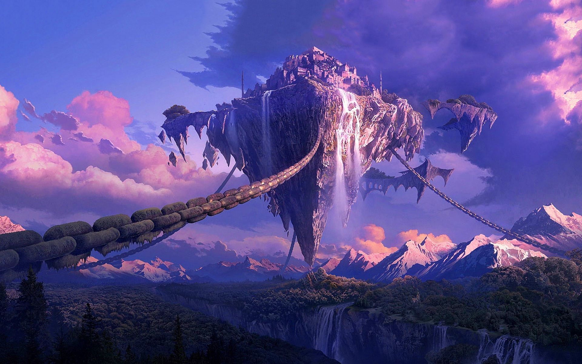 Isola volante con cascata, 1920x1200 Full HD+ WUXGA, Desktop