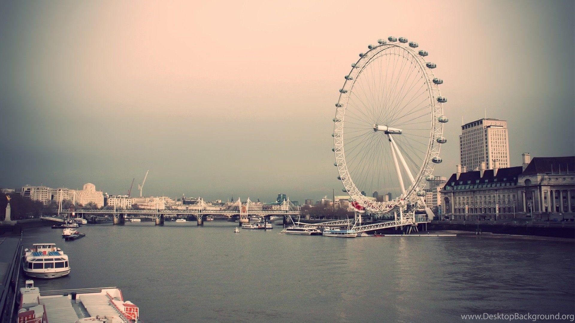 London Eye e Tamigi, 1920x1080 1080p, PC Desktop