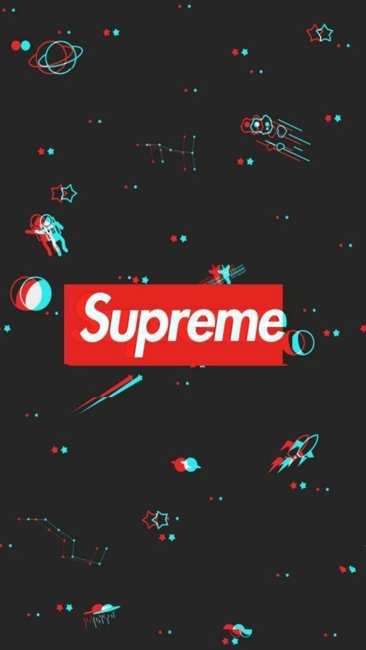 Logo Supreme sfondo nero spazio, 720x1280 Verticale, POCO