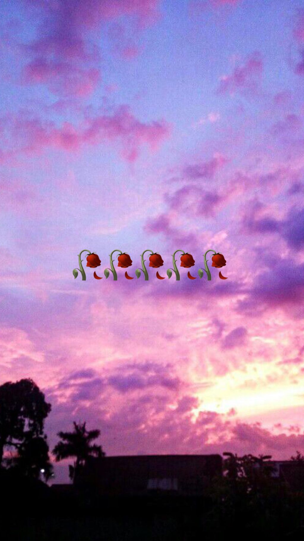 Cielo tramonto rosa viola con emoji, 1024x1822 Verticale, Mobile