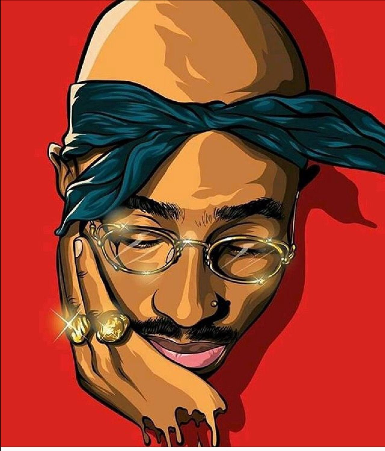 Tupac cartoon ritratto rosso, 2Pac, 1281x1497 Full HD Verticale, Smartphone