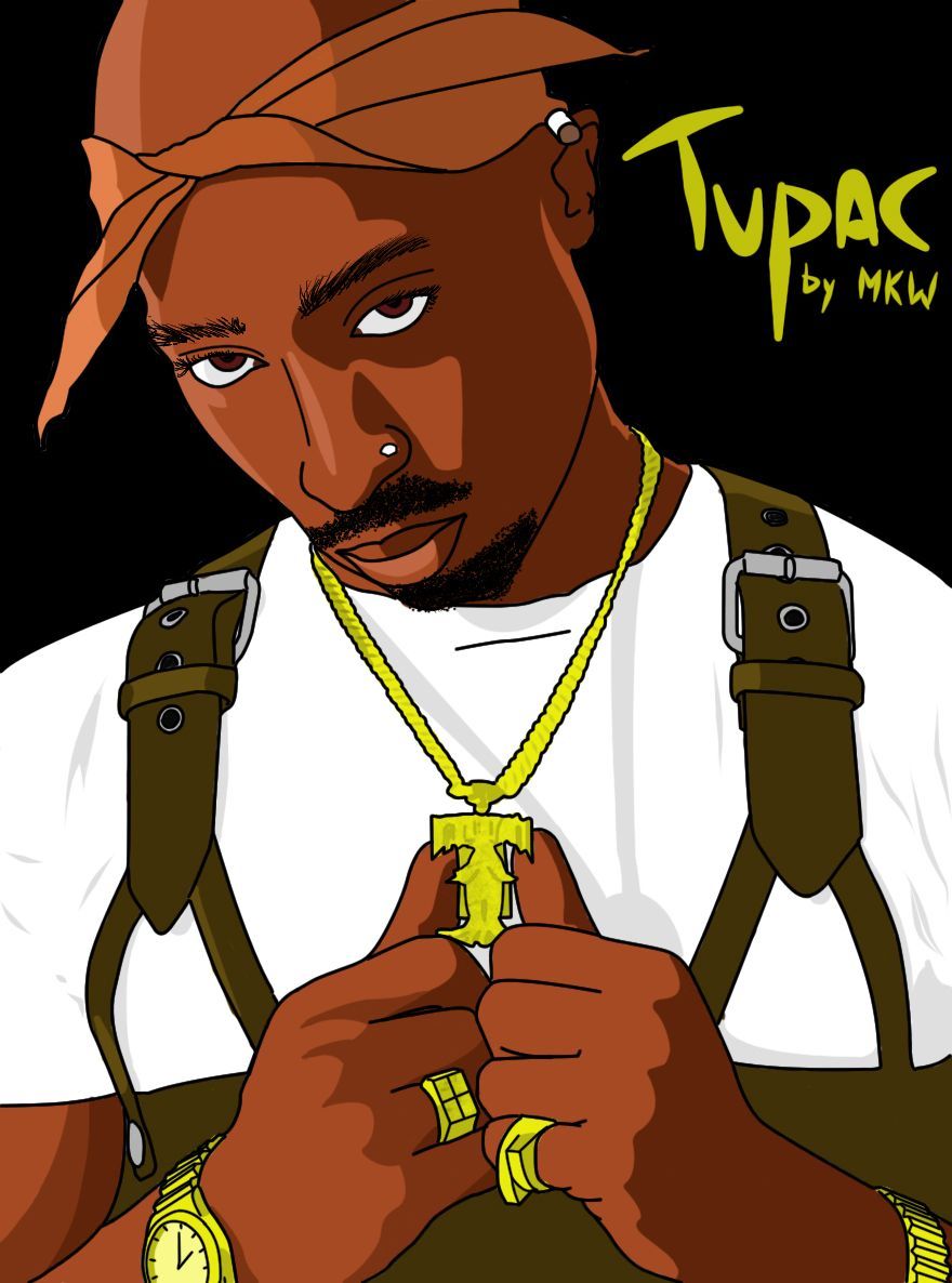 Tupac cartoon ritratto bandana, 880x1186 Verticale, Telefono
