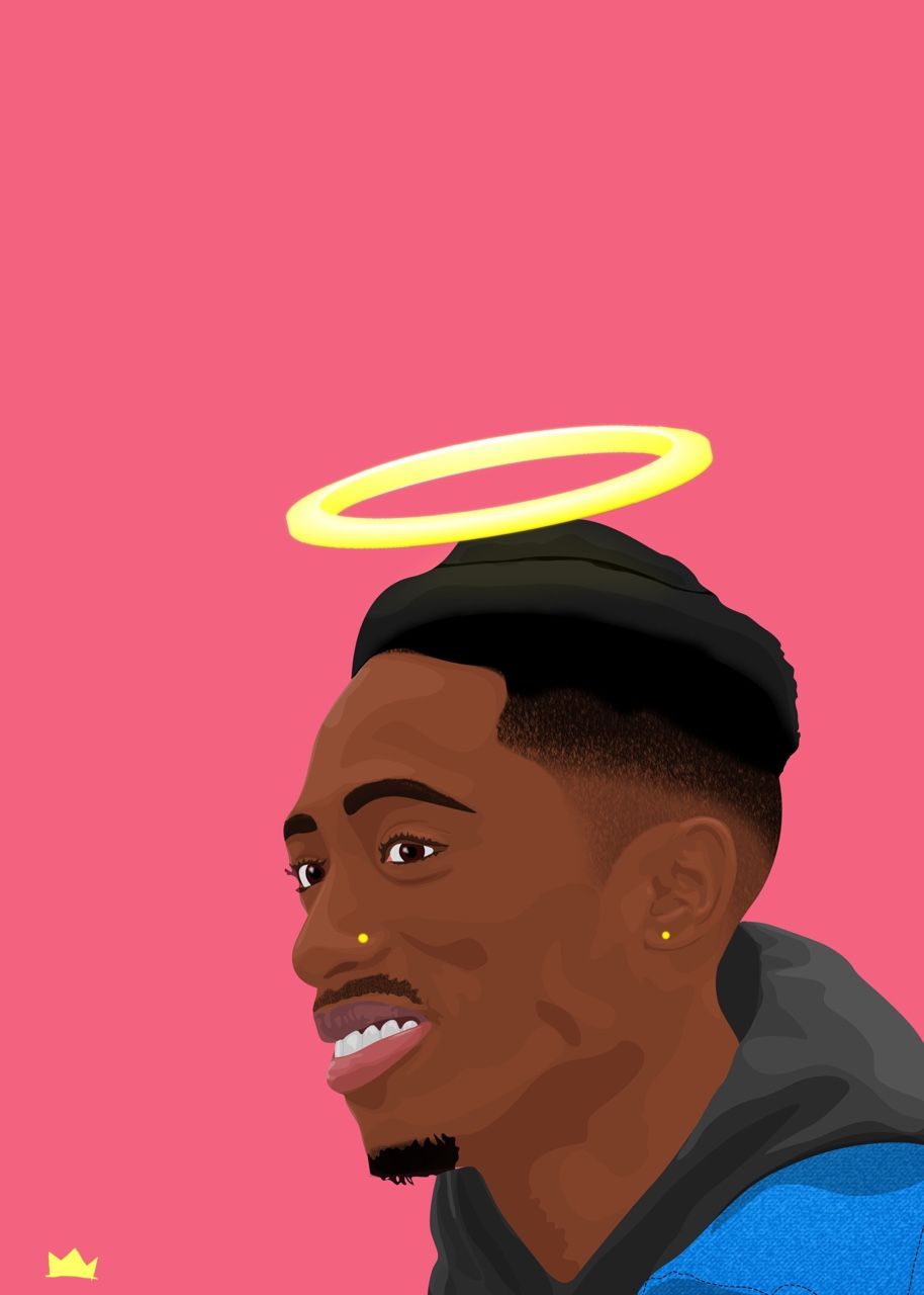 Cartoon Tupac con aureola, 914x1280 Verticale, Xiaomi