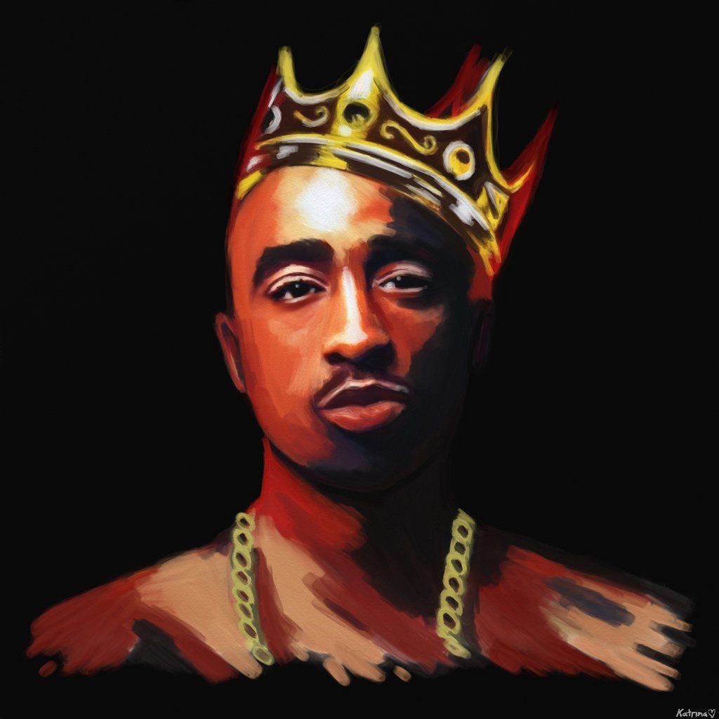 Tupac cartoon con corona dorata, 1024x1024 HD, Desktop