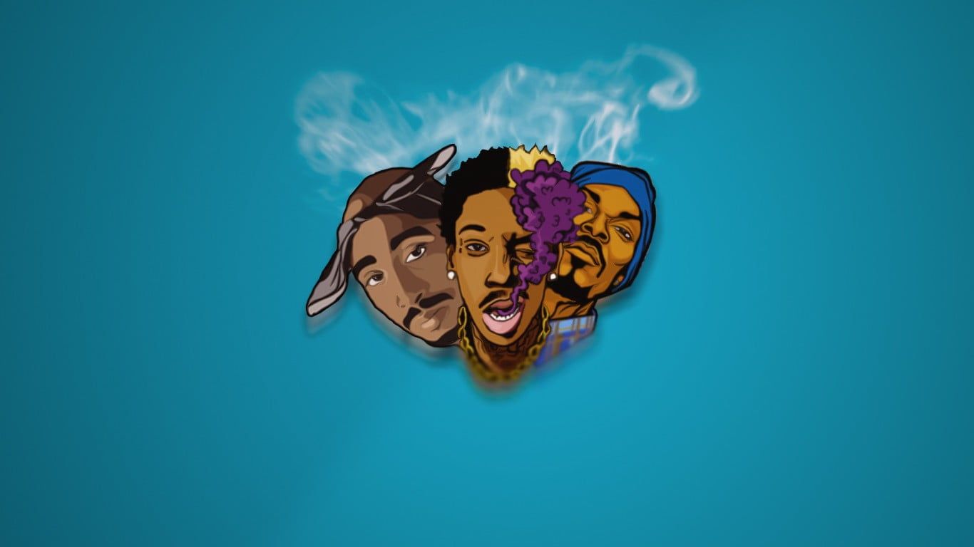 Tupac Wiz Khalifa Snoop Dogg cartoon, 1366x768 720p, PC