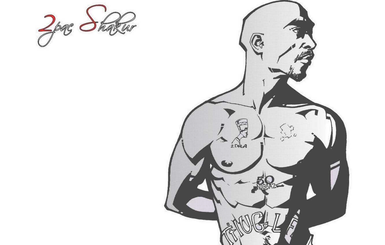Cartoon Tupac Shakur tatuaggi, 1332x850 720p, Laptop