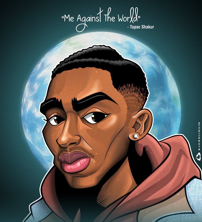 Cartoon Tupac Shakur con luna, 853x936 Full HD Verticale, iPhone