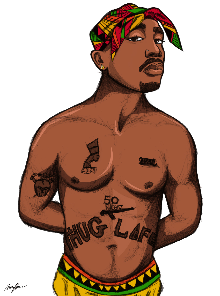 Cartoon Tupac Shakur bandana, 850x1144 Verticale, Telefono