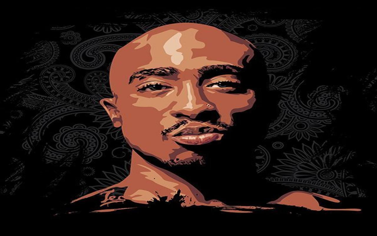 Tupac cartoon ritratto scuro, 1280x800 720p, Laptop