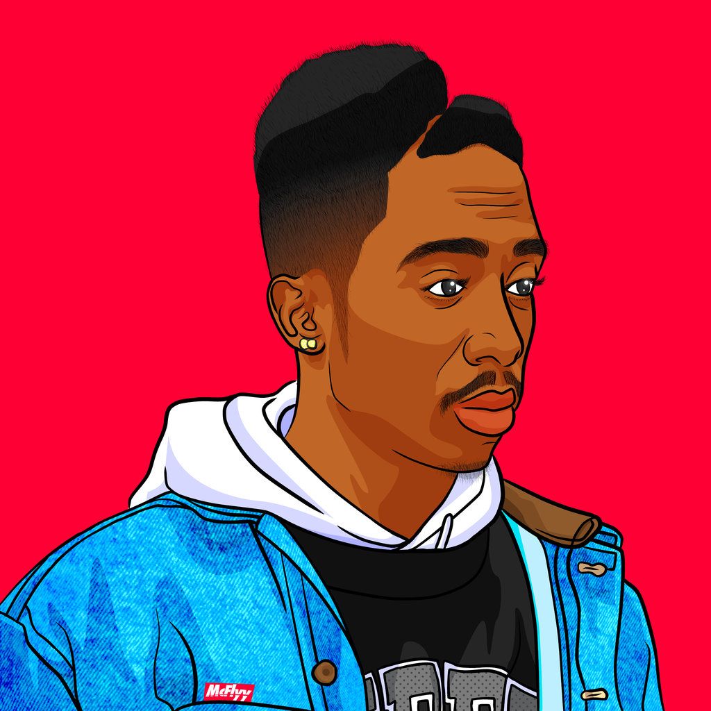 Cartoon Tupac sfondo rosso, 1024x1024 HD, PC Desktop