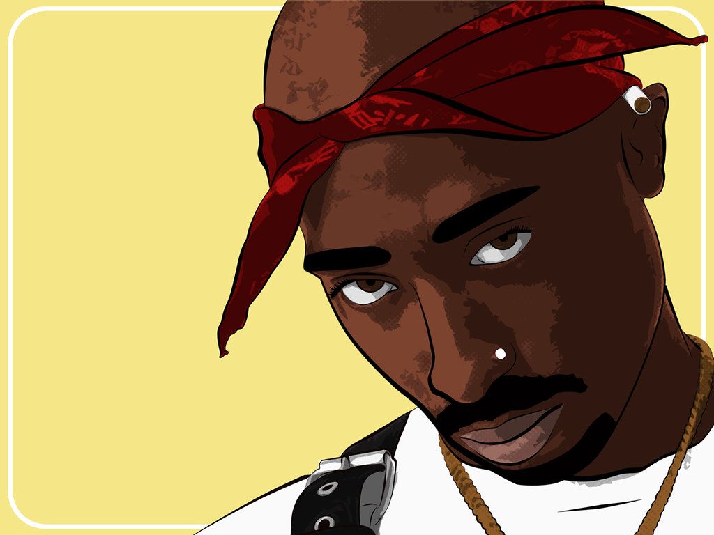 Tupac cartoon ritratto bandana, 1024x768 HD, Laptop