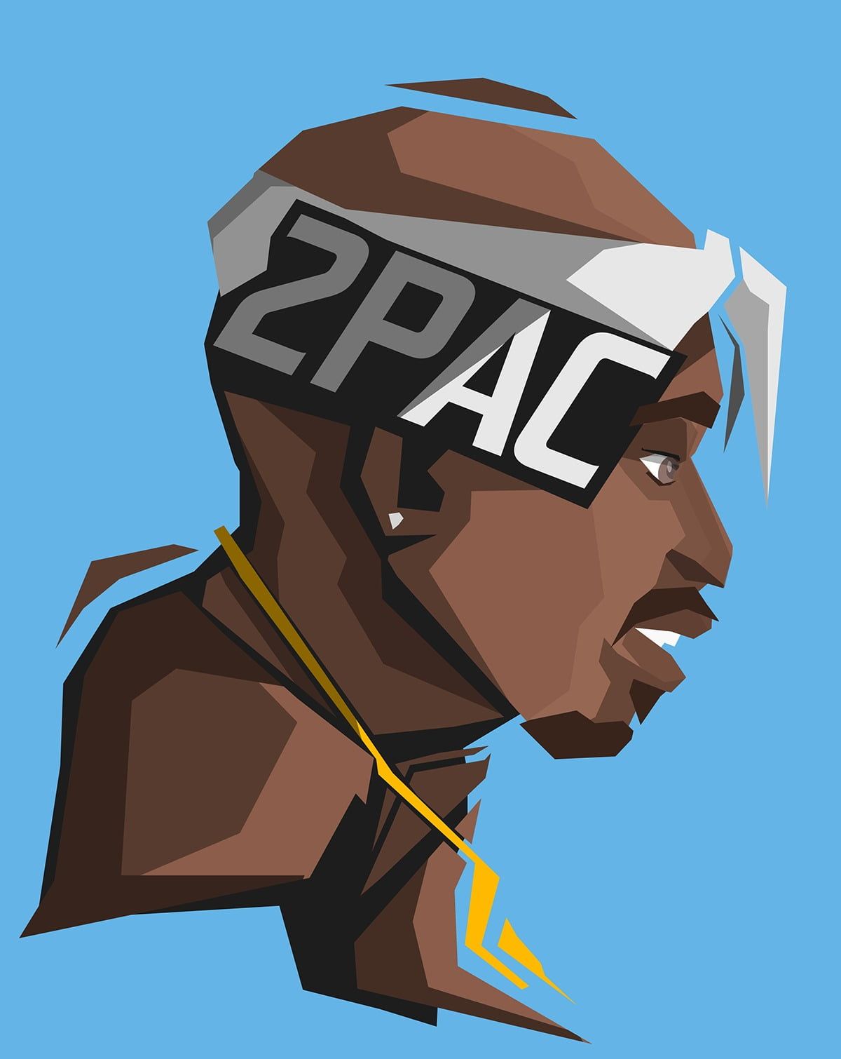 Tupac cartoon profilo bandana, 1200x1510 Verticale, Telefono