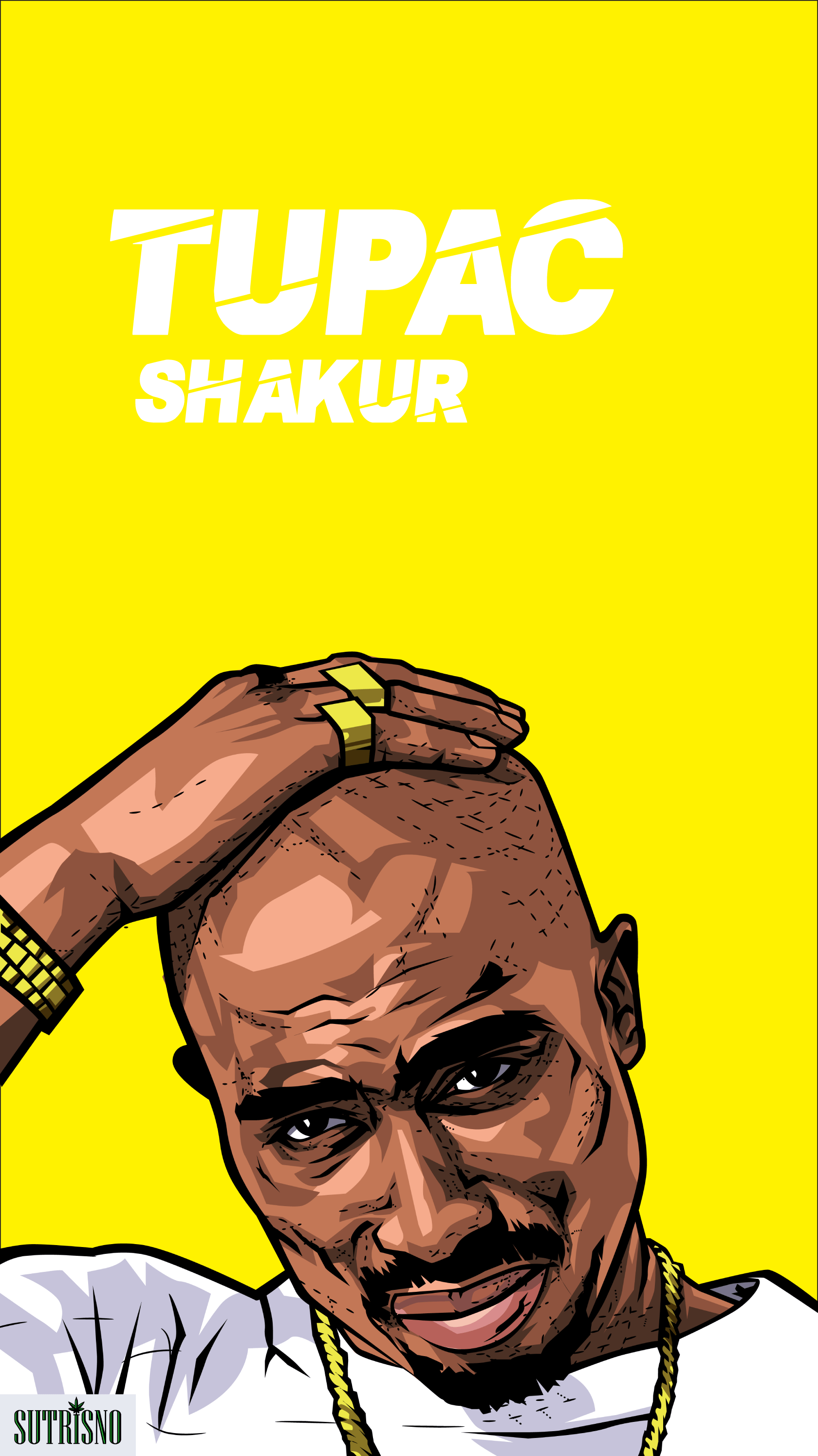 Tupac Shakur cartoon ritratto, 2Pac, 1680x2989 Full HD Verticale, Smartphone