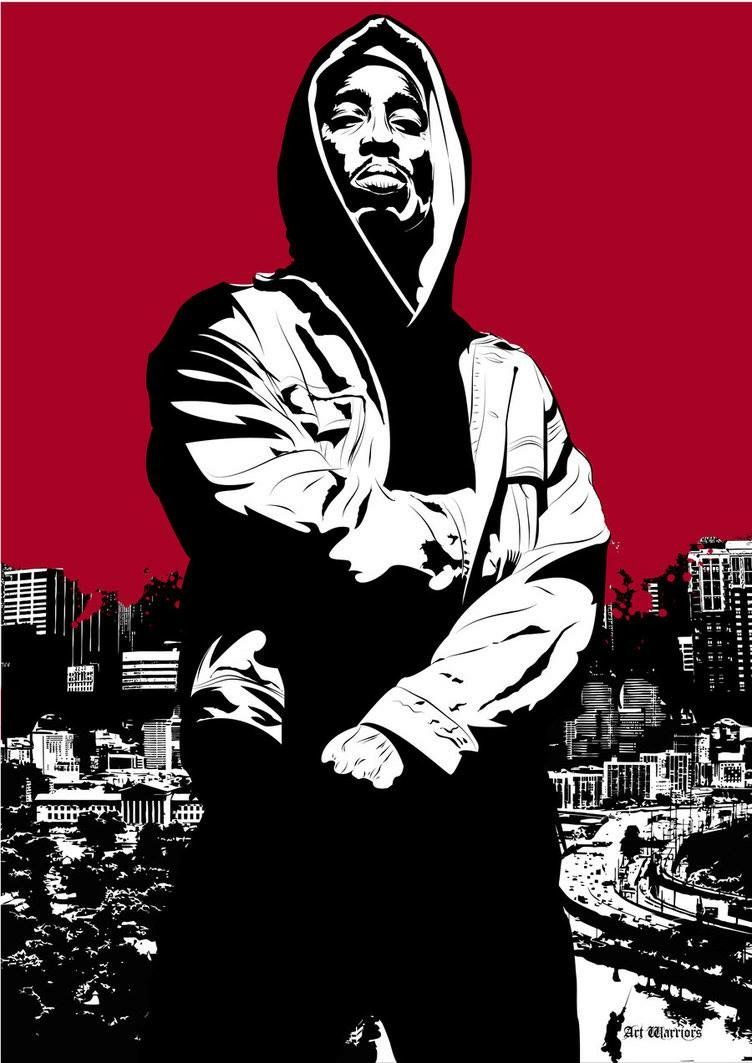Tupac cartoon stile pop art, 752x1063 Verticale, Telefono