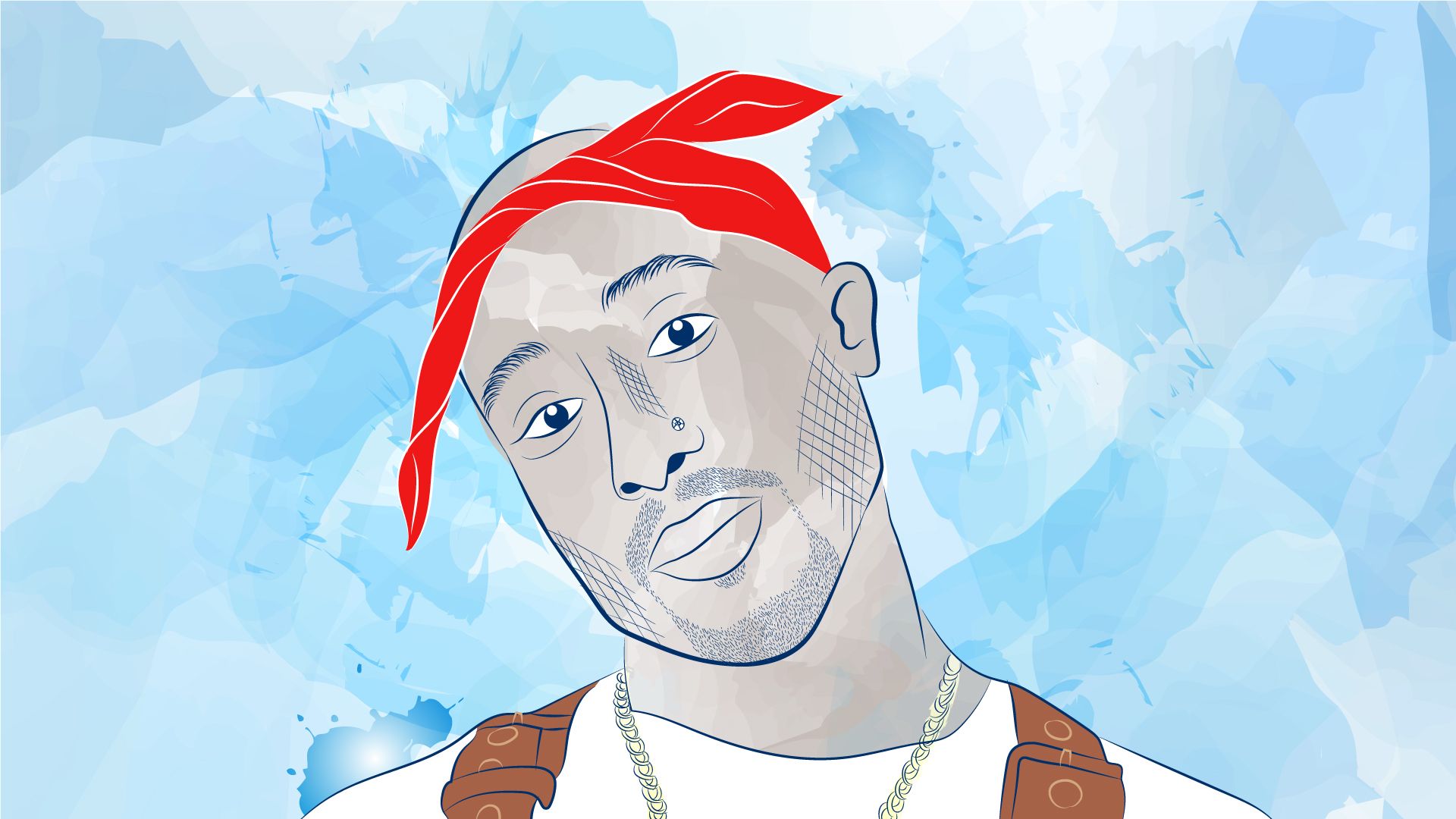 Cartoon Tupac bandana rossa, 1920x1080 1080p, Desktop
