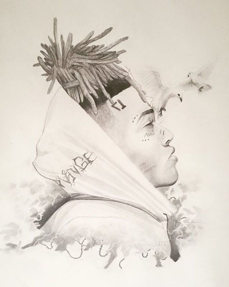 Ritratto matita XXXTentacion bandana, rapper, 800x1000 Verticale, Telefono