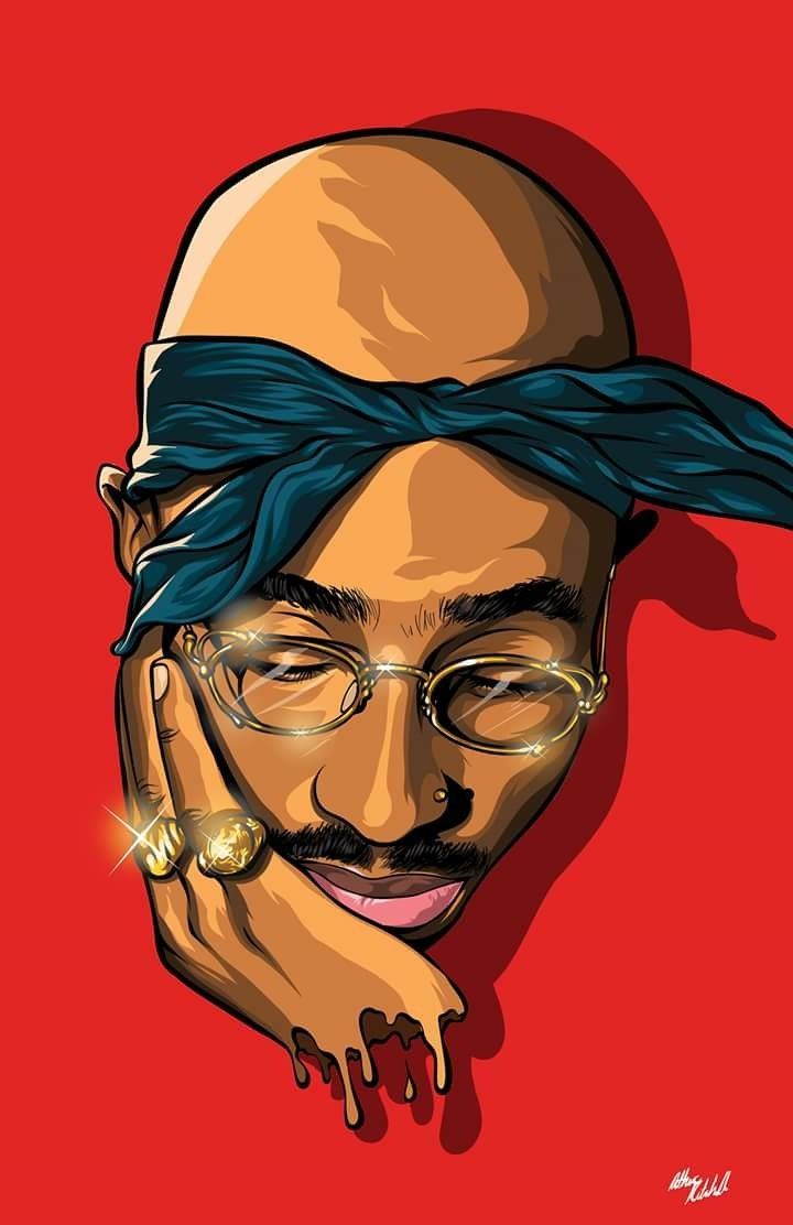 Tupac illustrazione sfondo rosso, 720x1112 Verticale, OnePlus