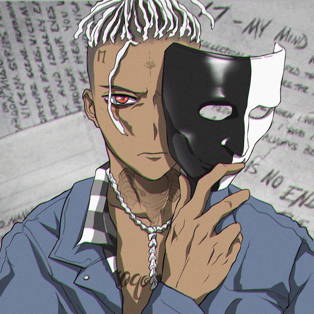 Ragazzo anime con maschera bianca/nera, 1080x1080 HD, iMac