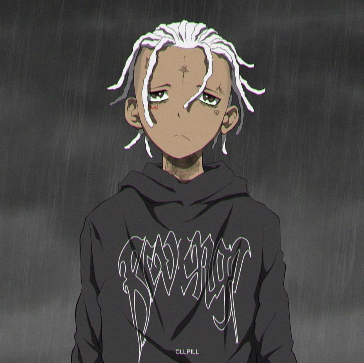 XXXTentacion stile anime, pioggia, 1242x1237 HD, PC
