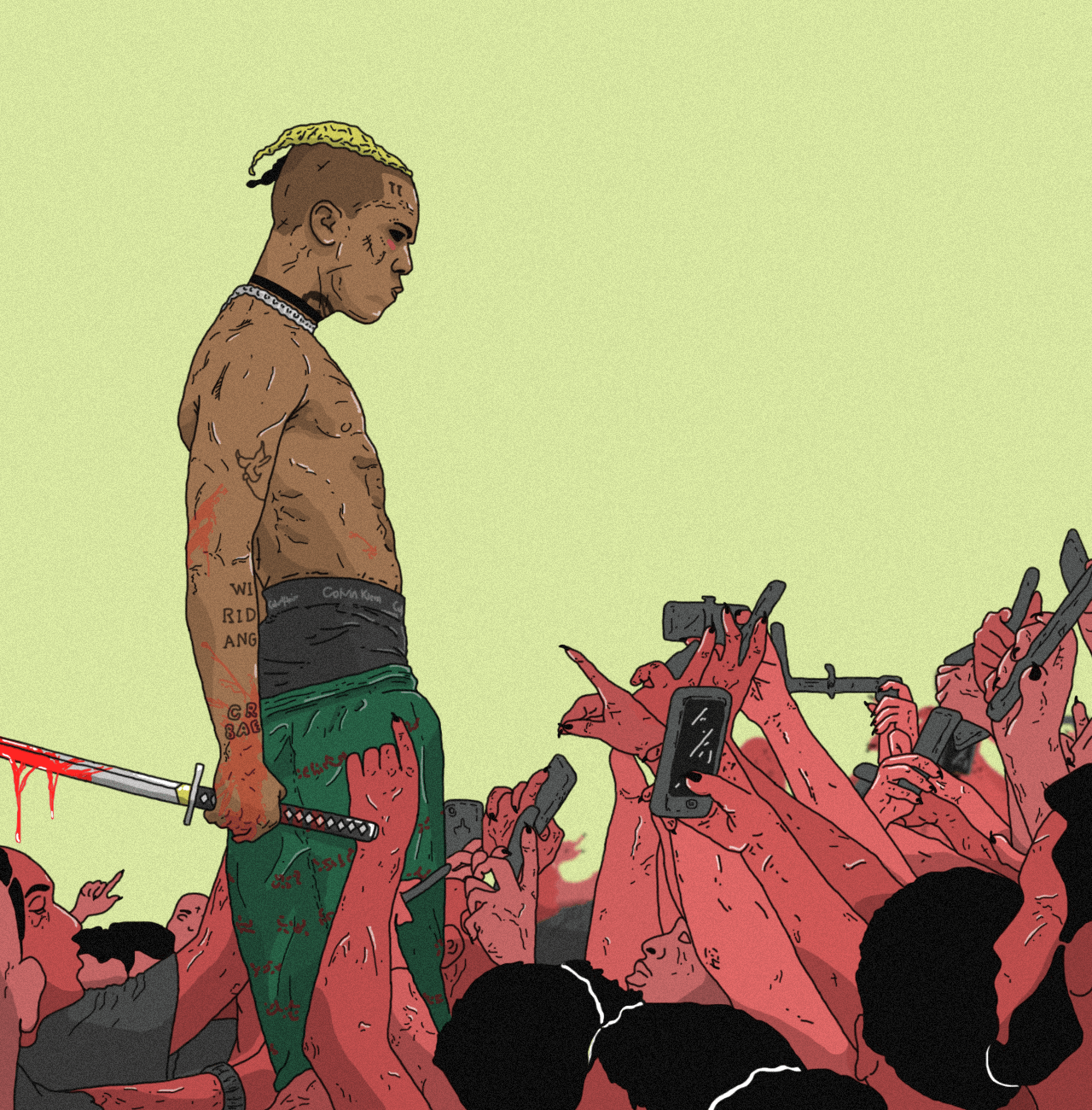 XXXTentacion illustrazione con spada, 1280x1300 Full HD Verticale, Google Pixel