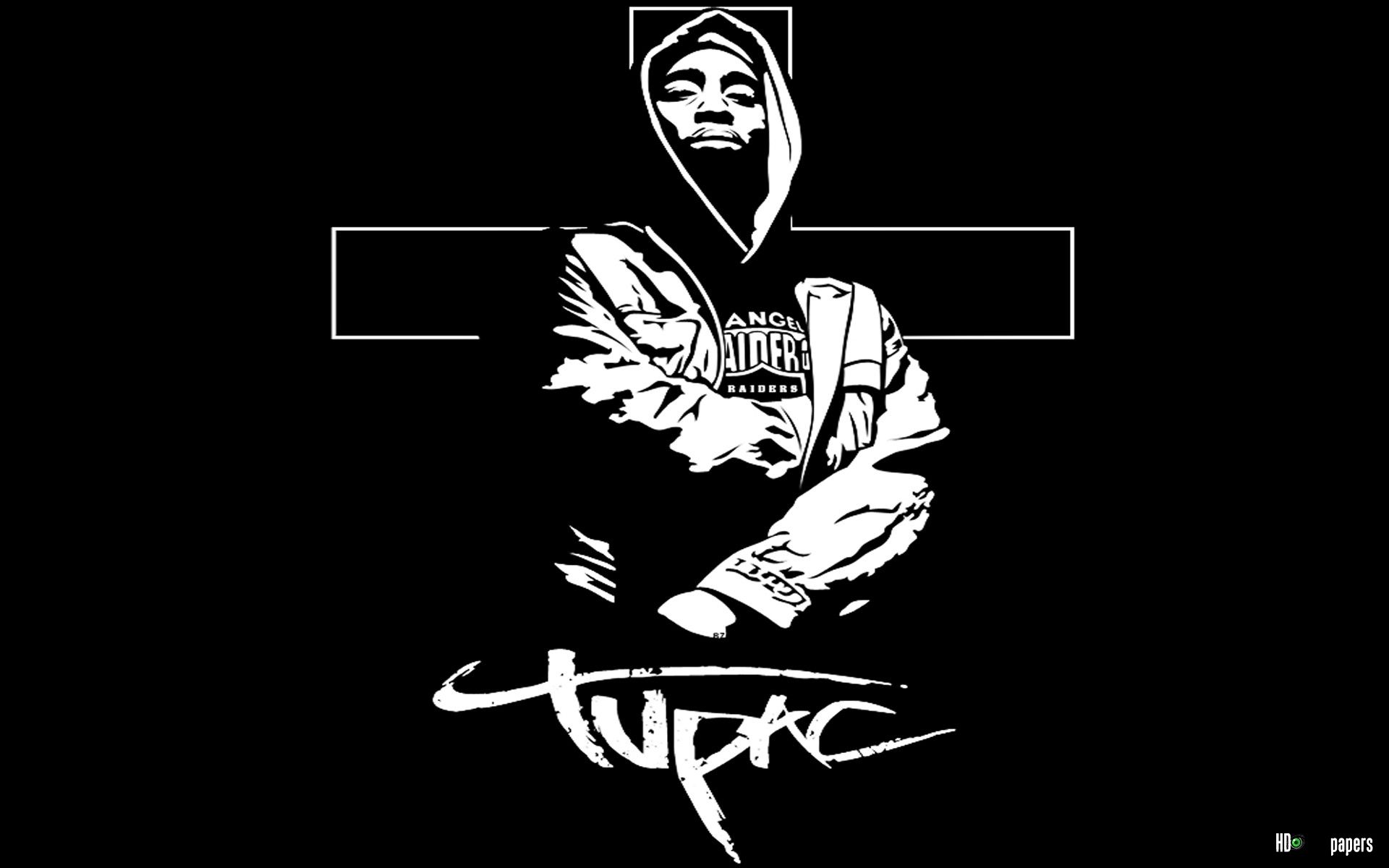 Silhouette Tupac bianco e nero, 2Pac, 1920x1200 WUXGA, PC