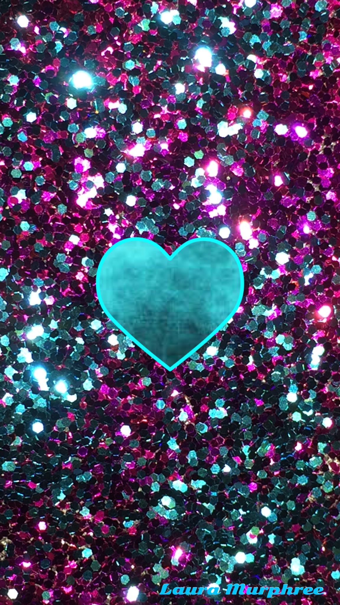 Cuore turchese su glitter viola, 1152x2048 Full HD Verticale, Google Pixel