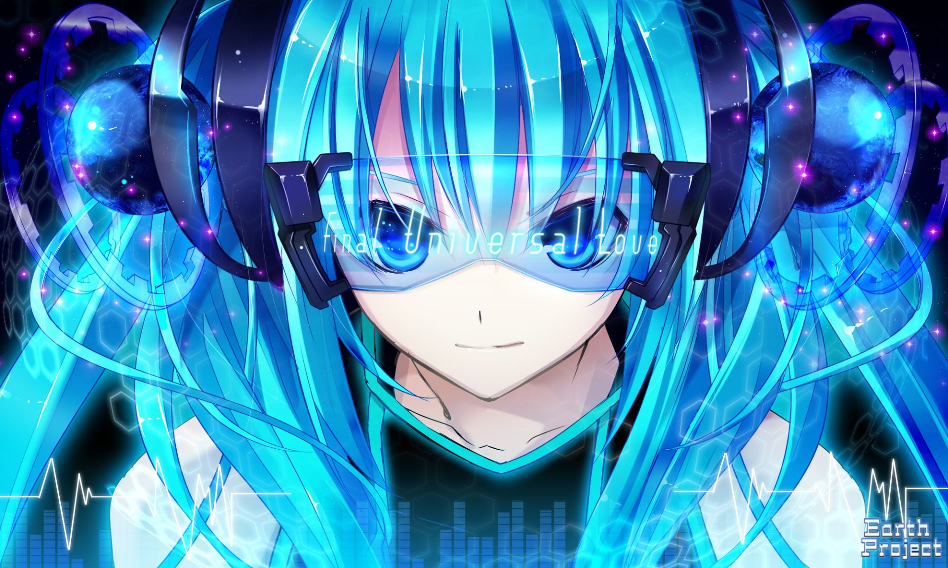 Hatsune Miku cuffie turchese, cantante virtuale, 1920x1152 Full HD, PC