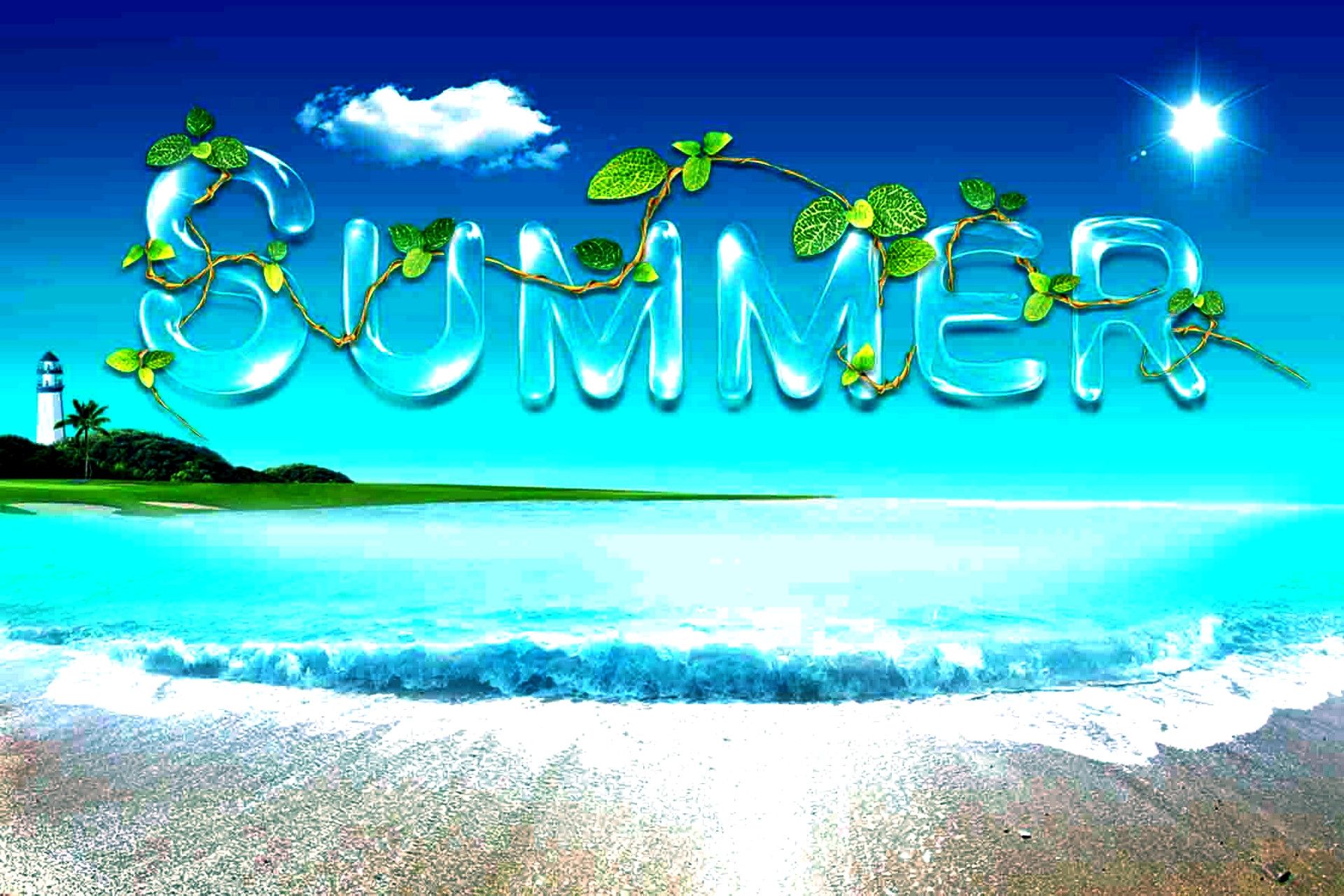 Scritta Summer turchese spiaggia, 1920x1280 WUXGA, PC Desktop