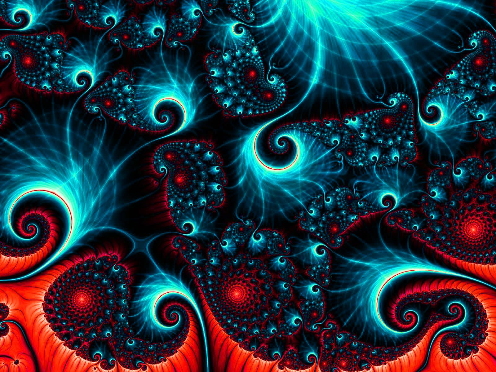 Frattale spirali turchese e rosso, 1600x1200 HD, Desktop