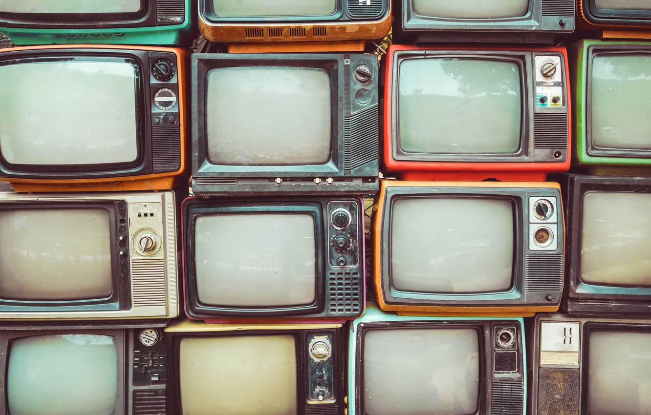 Muro di vecchie televisioni vintage, 1332x850 720p, Laptop